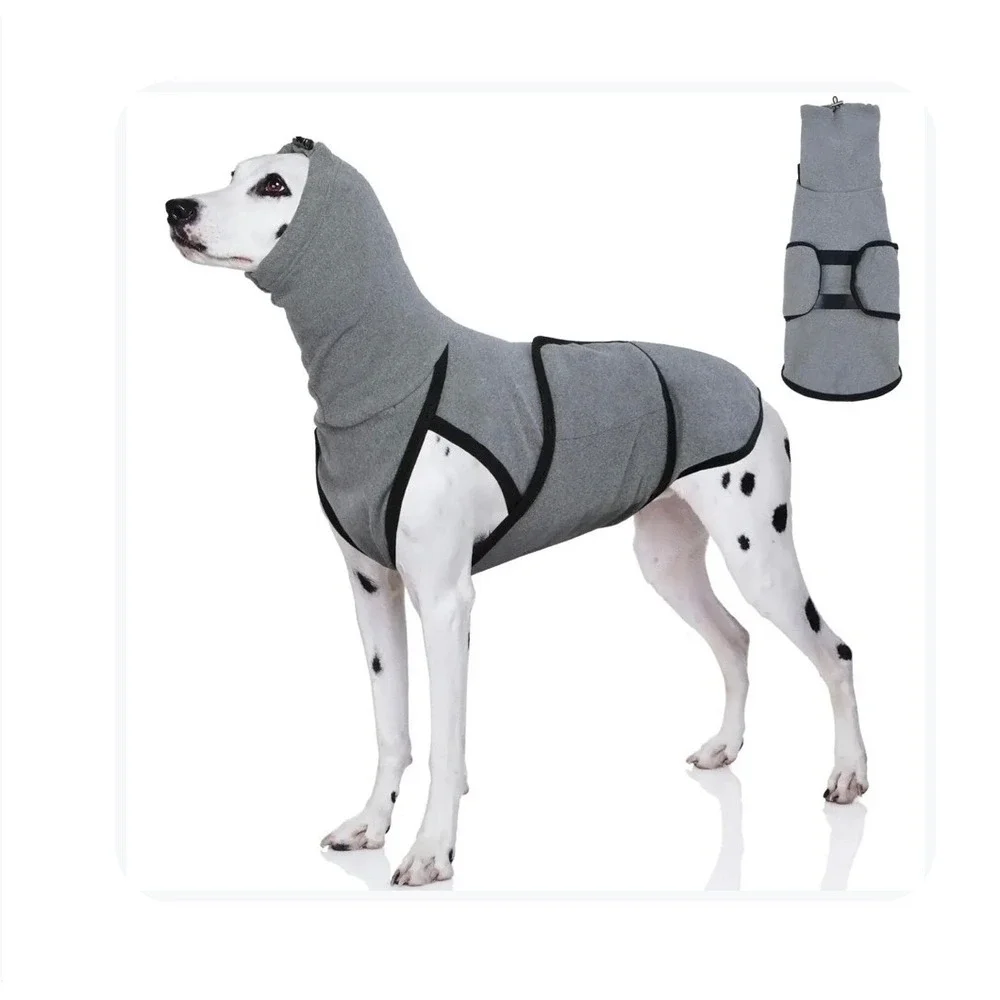 DENTRUN Dog Calming Vest Hoodie Gray Anxiety Relief Shirt Medium Snood Wrap